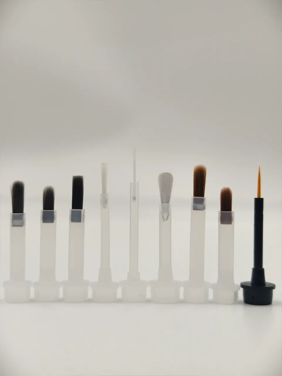 Brush sample lineup showing different profiles